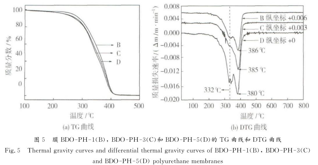  膜ＢＤＯ － ＰＨ － １ （ Ｂ ）， ＢＤＯ － ＰＨ － ３ （ Ｃ ）和ＢＤＯ － ＰＨ － ５ （ Ｄ ）的 ＴＧ曲線和 ＤＴＧ曲線